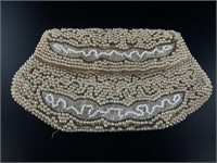 Vintage ladies beaded clutch with simulated pearls
