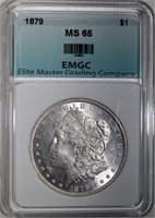 1879 MORGAN DOLLAR, EMGC GEM BU