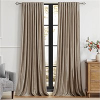2 Panels Velvet Taupe Blackout Curtains, 108in