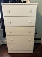 White 5-Drawer Chest of Drawers, Measures: 27"W x