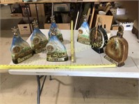 7 Jim Beam Whiskey decanter bottles, 5 Dodge