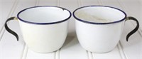 Pair of Blue-Trimmed Enamel Cups