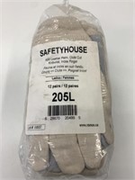 12-Pk Safety House Split Leather Gloves