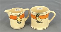 Roseville Juvenile Duck w/boots pitcher & mug
