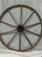 22" Wood Spoke Wagon Wheel with metal band look