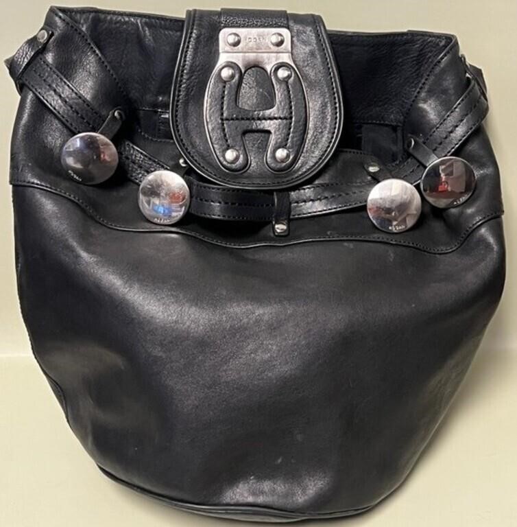 PP - HOGAN BLACK LEATHER OVERSIZE BUCKET BAG