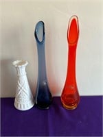 Hand Made Viking Stretch Bud Vases + Milk Glass