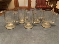 Glass Beer steins- 3 Clipper, 1 Schooner, and