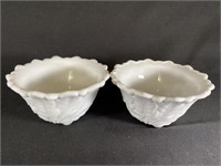 Lot of 2 Milk Glass Nut Dishes
