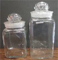 (2) Vintage Heavy Glass Jars