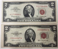 1953 & '63 Red Seal $2 Bills