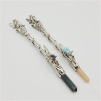 7" Pewter & Crystal Fairy Wand Pair