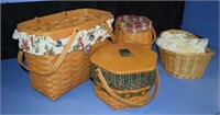 Three Longaburger Baskets and Basket w/ Vtg