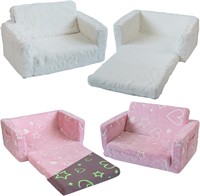 Kidzcada White Plush Couch  Pink Hearts Glow