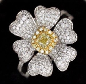 Natural yellow diamond ring in 18k gold