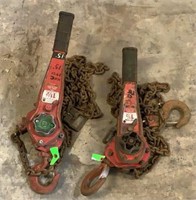 (2) 1-1/2 Ton Ratchet Chain Hoist