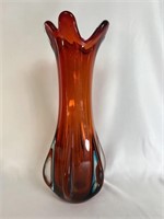 Gorgeous Stretched Red/orange Glass Vase