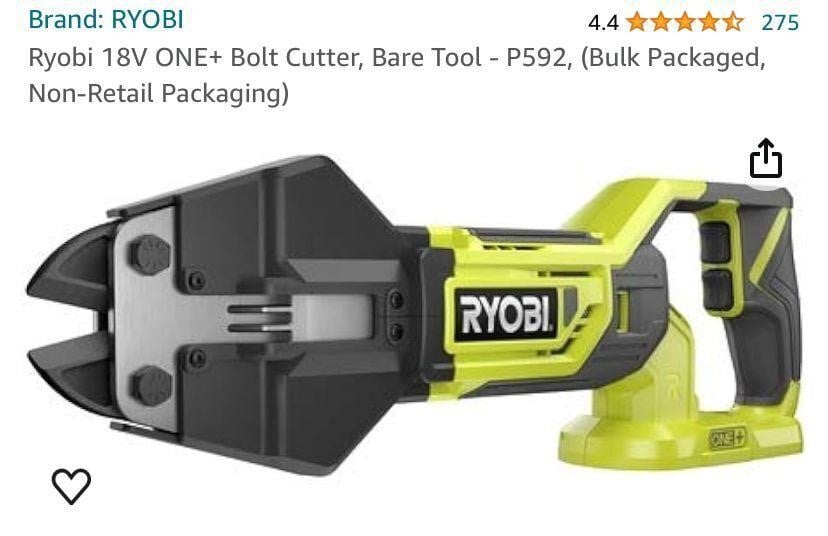 Ryobi 18V ONE+ Bolt Cutter, Bare Tool - P592