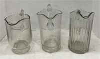 (F) 3 Glass Vintage Pitchers