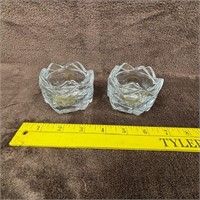 Pair of Indiana Crystal Glass Candle Holders