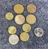 4 Canada $1 Coins and Euro Coins