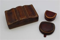 Vintage Italian Leather Covered Mini Storage Boxes
