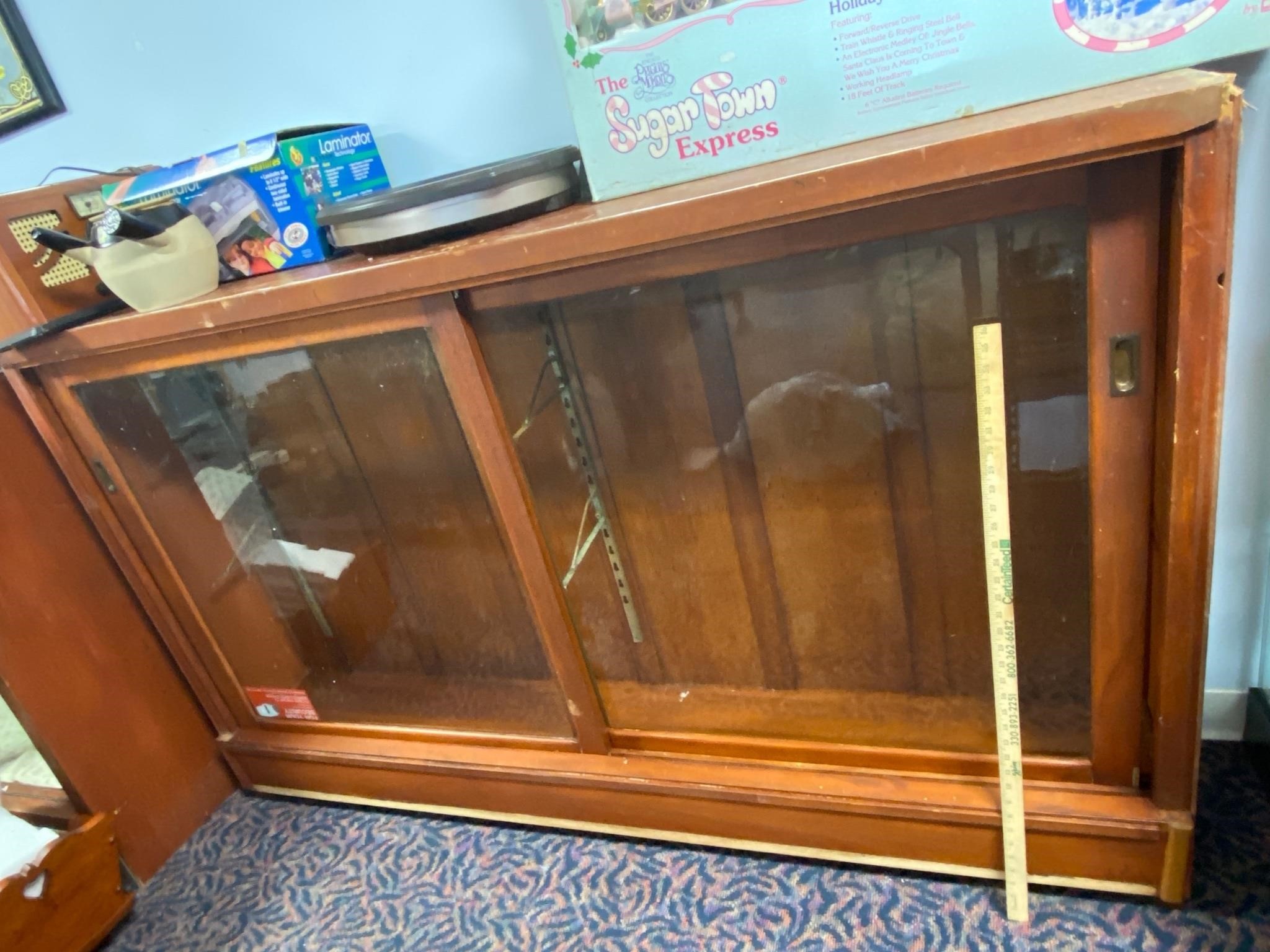 Vintage Wood and Glass Display Cabinet