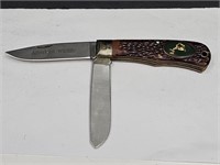 NICE USA Jigged Handle Moose Brass Wildlife Knife