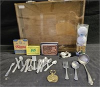 Show Case, Children's Silverware, Antique 3pc