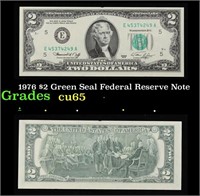 1976 $2 Green Seal Federal Reserve Note Grades Gem