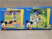 (2) Disney Sports Mickey 63pc Puzzles NIB