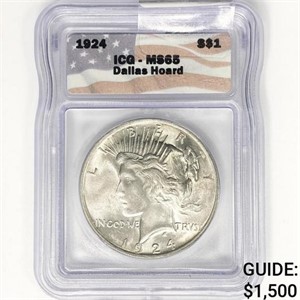 1924 Silver Peace Dollar ICG MS65