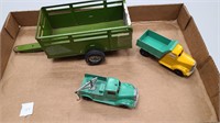 VTG pressed metal toy trucks and trailer