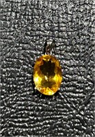 5.8 ct Natural Citrine Pendant Gold/Silver *New