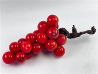 Large Vintage Alabaster Red Grape Cluster 18"