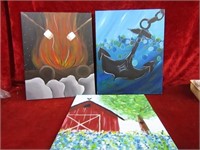 (3)Original paintings. Artist signed.