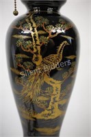 Hand Painted Chinese Black & Gold Table Lamp