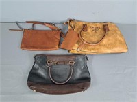 Lot Of 3 Nice Leather Handbags