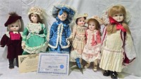 Lot of 6 Pristine Ceramic Dolls original