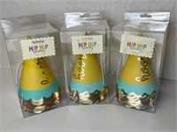 Hip Hip Hooray Party Hats - qty of 9