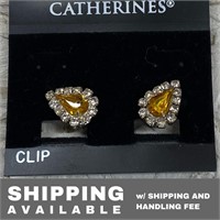 Tear Earrings w/ Simulated Diamonds Gold Plated