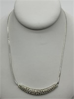 Crown Trifari Rhodium Plated Crystal Necklace