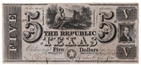 1840 Republic of Texas $5 "Redback" Note