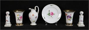 6 Pieces Meissen Floral Porcelain