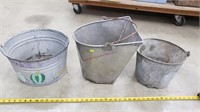 Stainless Coal Bucket & 2- Galvenized Buckets