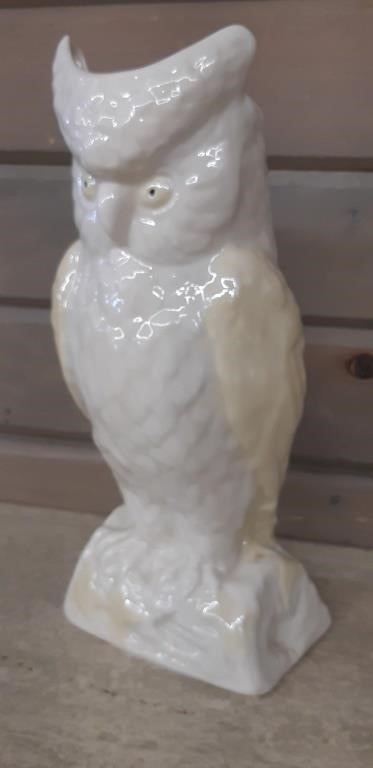 Vintage Beleek Irish Porcelain Owl Figural vase 8"