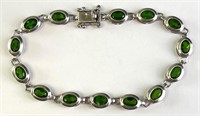 Sterling (DK) Green Tourmaline Tennis Bracelet 6 G