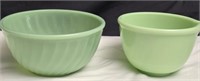2 Fire King Green Glass Mixing & Measuring Bowls