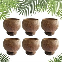Natural Coconut Shell Cups  Hawaiian Party  6pk