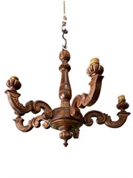 5 Arm Wooden Carved Light with Finial